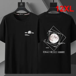 10XL 12 XL Plus Size T-shirt Mannen Zomer Korte Mouw T-shirt Maan Print Tops Tees Mannelijke Big Size 12XL T-shirt 7 Kleur 240307
