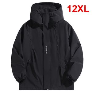 10XL 12XL grande taille coupe-vent hommes veste imperméable couleur unie noir coupe-vent manteaux mâle grande taille vêtements d'extérieur y240122