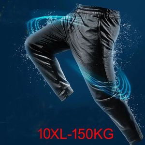 10xl 150kg d'automne d'été Men de soie de glace respirante Gym de gym de grande taille 9xl Trou à la maison Sports Élasticité-pantalon 240428