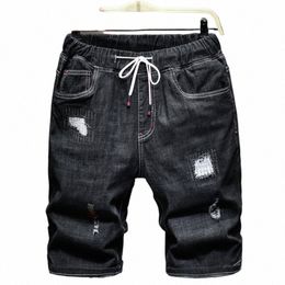 10xl Jeans Shorts Heren Oversized Zomer Distred 9XL 8XL Zwart Gescheurd Denim Los Plus Maat 7XL Uitgerekt Jongens Halve Broek Z6kx #