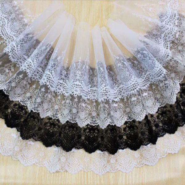 10yard / lot bricolage Fabric de dentelle de mariage fait à la main 18 cm Blanc Black Broidery en dentelle Garment Accessoires de couture originaux