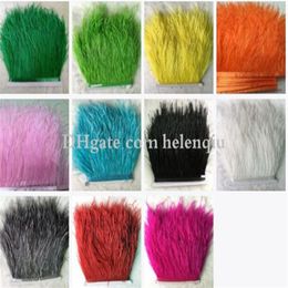 10yard lots Muticolor Long Plumes d'Autruche Garniture Fringe 8-10cm Plume Boa Stripe pour Accessoires de Vêtements de Fête Craft284b