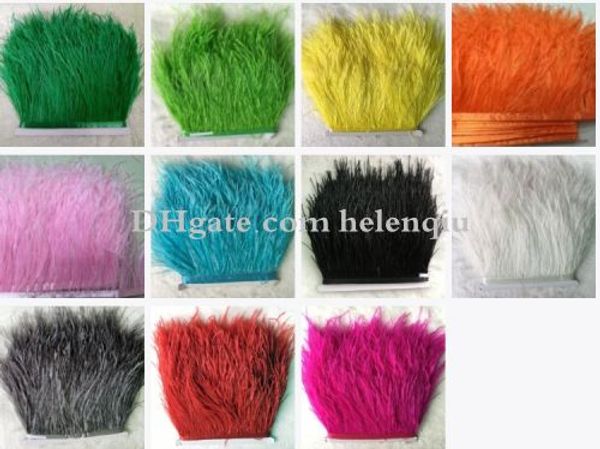 10 yard/lots Muticolor longues plumes d'autruche plumes frange garniture 8-10 cm plume Boa rayure pour fête vêtements accessoires artisanat