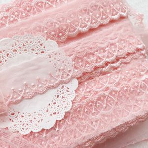10yards 3cm en maille molle rose filet polyester tissu veine en dentelle dentelle broderie couture artisanat matériau de poupée de poupée