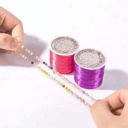 10yards / rouleau 0,7 mm Corde de perles de cristal élastique forte colorée pour les bijoux faisant des bracelets de bricolage