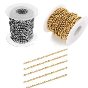 10 yards / roll roestvrij stalen bal kralen kettingen bulk voor diy armband ketting sieraden bevindingen maken van accessoires goud zilver kleur