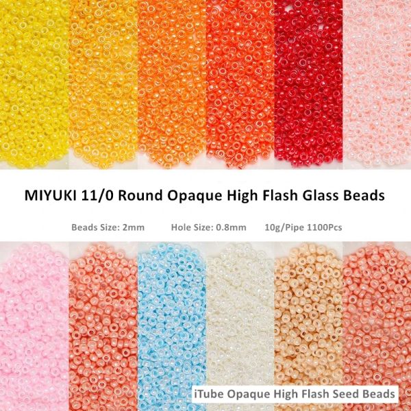 11/0 Miyuki Perles 2 mm High Flash Flash Opaque Round Perles en verre 1100pcs 28 Couleurs pour les femmes de bricolage