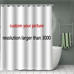 11.11-2 imprimer votre motif rideau de douche en bambou personnalisé rideau de bain en tissu Polyester imperméable avec crochet pour salle de bain 220517