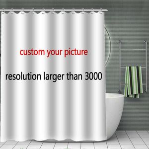 11.11-2 imprimer votre motif rideau de douche en bambou personnalisé rideau de bain en tissu Polyester imperméable avec crochet pour salle de bain 210609