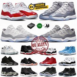 Avec boîte 11 11s Cherry Cool Grey Cement DMP Bred Low Midnight Navy 25e anniversaire Noir Blanc Chaussures de basket-ball Hommes Jumpman 11s J11 Femmes Baskets de sport Baskets