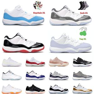 11 11s XI Low Hommes Chaussures de basket-ball Top Jumpman University Blue Concord Bred Pure Cap et robe Cool Grey Pantone Métallique Argent Baskets d'extérieur Taille 13