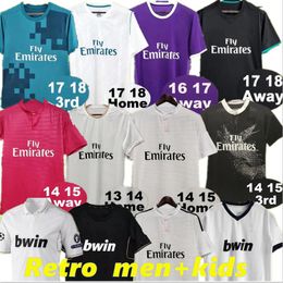 11 12 13 14 15 Retro Real Madrids Soccer Jerseys 2015 2016 2017 18 Bale Benzema Modric Carlos Maillot Sergio Kaka Ramos Ronaldo Camiseta Camisa de fútbol vintage Kit para niños Kit