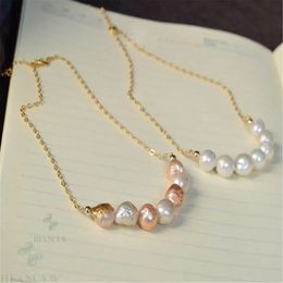 11-12 mm kleur barokke parelketting 18 K goud klassiek luxe chic feest handgemaakt 240228