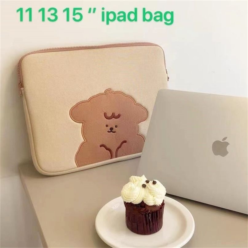 11 13 pouces Tablette de tablette pour ordinateur portable Bear Corean Bear Pochette pour MacBook Air Pro Rettina 9.7 10.8 13.3 15 15.6 Pouce Sac à manches interne iPad 220218