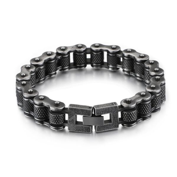 11/13 MM Heavy Vintage Tennis Brush Noir Biker Bracelets Bijoux Punk Hommes Femmes En Acier Inoxydable Moto Vélo Chaîne Bracelet 17-25 cm