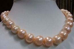 11-13mm Real Natural South Sea Pink Baroque Pearl Necklace 18 "