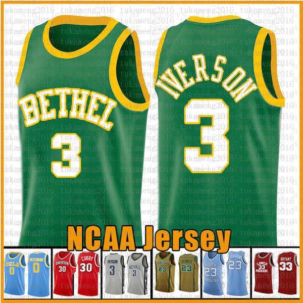 11.19 Hommes Allen Georgetown 3 Iverson NCAA Basketball Jersey Arizona University State Bethel Irish High School Jerseys