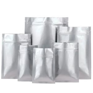 11 * 19 cm zilver pure aluminium folie ritssluiting verpakking tas boodschappen snack retail mylar rits traan inkeping opslag pouches