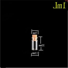 11 * 22 * 7mm 1 ml Mini bouteilles en verre transparent transparent avec des flacons vides en liège souhaits 100pcs / lotgood qté Libfn