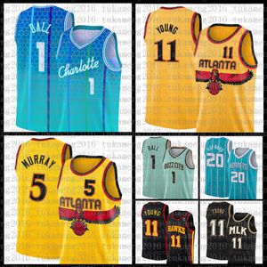 11 5 4 Gordon Hayward LaMelo Ball Basketball Jerseys Charlottes Hornet Atlantas Hawk 1 20 Trae Young Dejounte Murray Spud Webb Lavande ROUGE VERT