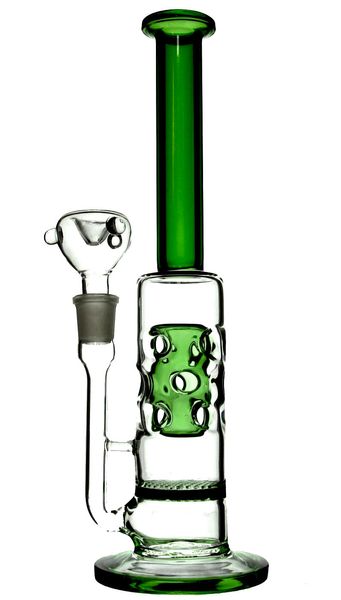 Bongs de vidrio de 11,5 pulgadas Junta de 18 mm Verde Alien Core Plataformas petrolíferas Bubbler Tubería de agua Bong Hookah Hecho solo por pedido