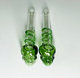 Tuyau de brûleur à mazout en verre résistant à la chaleur en forme de crâne de 11.5cm, tuyau de fumée vert, tube de tabac à main