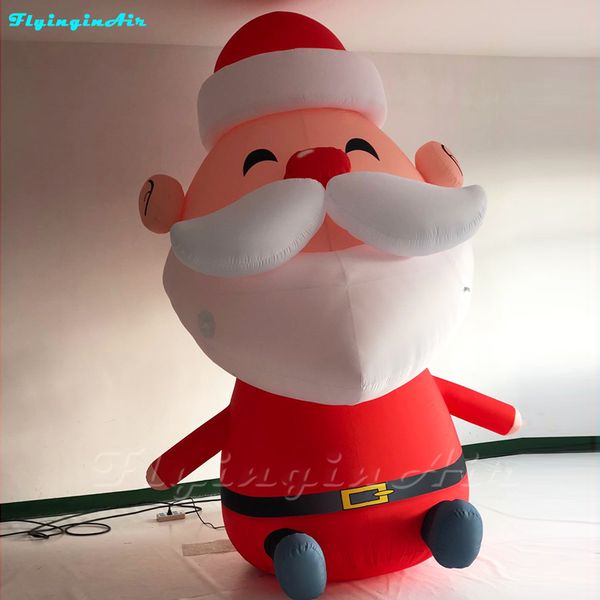 11.5 pies Alto Lindaje Cute Inflable Santa Claus Happy Happy Christmas Aire Blown Led Figuras con barba blanca para la decoración navideña