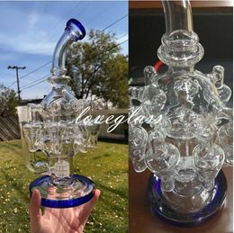 11,8 pouces Klein Recycler Dab Rigs Unique Hookahs Bong Pipe Feb Egg Water Bongs Percolator Waterpipes Avec 14mm Joint