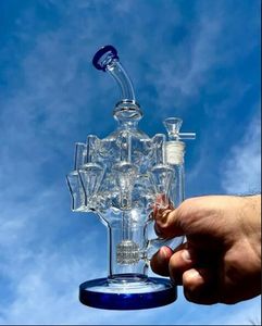 11.8inchs Big Glass Bong Pipe klein Recycler Dab Rigs Hookahs Shisha Oil Burner Pipe Avec 14mm Bowl