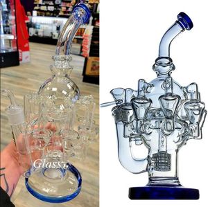 11,8 pouces Big Glass Water Pipes Recycler DAB RIGS GOCKAHS Shisha Smoke Glass Pipe Matrice d'huile Perc avec bol de 14 mm