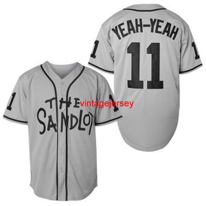 #11 Alan Yeah-Yeah Plain Hip Hop Apparel Hipster Baseball Clothing Botón Down Camisetas Uniformes deportivos Mens Jersey Gray S-XXXL