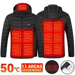 11 zones hommes hiver vestes chauffantes électriques vêtements de plein air ski chasse vêtements moto USB gilet manteau chaud 211214