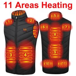 Chaleco térmico de 11 áreas para hombre y mujer, calentador corporal de invierno con chaqueta sin mangas, chaleco térmico, autocalentado eléctrico, 240117