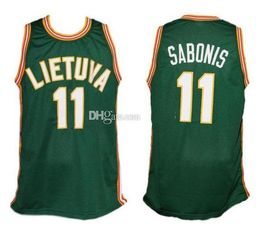 #11 Arvydas Sabonis Team Lietuva Litouwen Retro Klassiek basketbalshirt Aangepaste nummer- en naamtruien voor heren