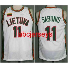 # 11 Arvydas Sabonis Team Lietuva Lituanie Maillot de basket-ball rétro classique cousu personnalisé N'importe quel numéro Nom Ncaa XS-6XL