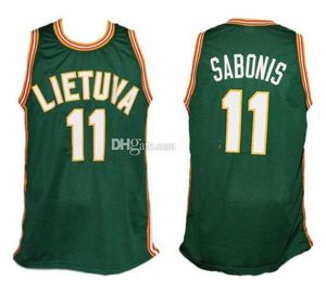 # 11 Arvydas Sabonis Team Lietuva Lituania Retro Classic Basketball Jersey Mens cosido Número personalizado y nombre Jerseys