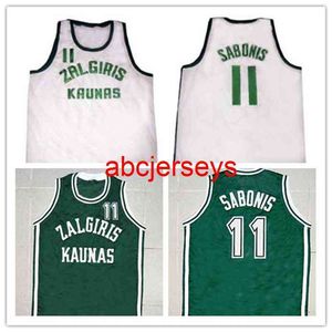 11 Arvydas Sabonis Zalgiris Kaunas Retro Classic Throwback Basketball Jersey Cousu Personnalisé N'importe Quel Numéro Nom maillots Ncaa XS-6XL