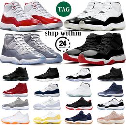 11 Basketball Jumpman Chaussures hommes Femmes 11s Cherry Cool Grey DMP Bred Gamma Blue Cap et robe Midnight Navy Mens Trainers Sports Sneakers