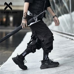 11 BYBB'S DARK Hip Hop Streetwear Calça Cargo Tactical Elastic Waist Fashion Oversized Ribbons Joggers Pants Men 201221