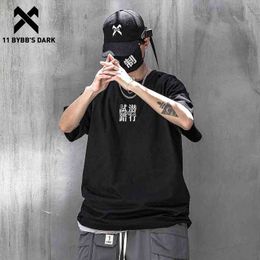 11 Bybb's Dark Hip Hop T-shirt Mens Zomer Print Katoen Losse Korte Mouwen Shirts 2021SS Streetwear Harajuku Tshirts Mannen Zwart G1229