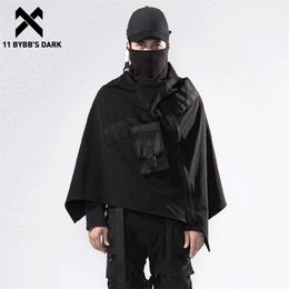 11 Bybb's Dark Hip Hop Techwear Begrafenisjack Streetwear Rits Outdoor Winddichte Sjaal Losse Vest Windjack Cloak 211217