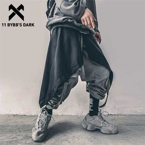 11 BYBB'S DARK Irregolare Hip Hop Uomo Harem Gonna Pantaloni Harajuku Regolabile Streetwear Grembiule pieghettato nero Gotico Pantaloni Jogger 211112