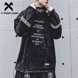 11 Bybb's Dark Vintage Borduurwerk Hip Hop Hoodie Techwear Tactical Streetwear Sweatshirt Mens Pullover Katoen 210813