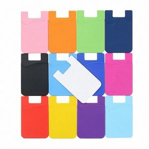 11 kleuren zelfklevende sticker mobiele Phe-achterkaarten portemonnee-etui creditcard-ID-kaarthouder mobiele Phe-kaarthouder zak 5,5 x 8,5 cm I0my #