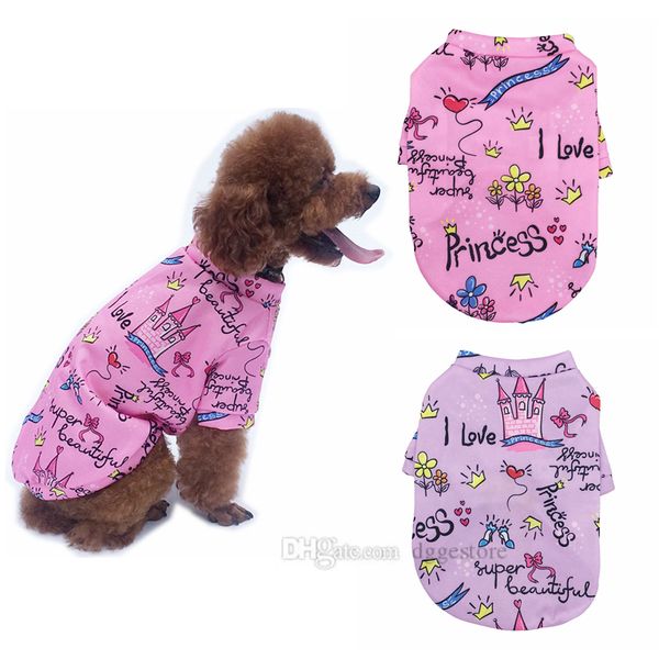 11 colores Venta al por mayor Ropa para perros Mascotas Camisa transpirable Camisas impresas para cachorros Sudadera para mascotas Ropa linda para cachorros Doggi Camiseta suave para perros y gatos Niño Niña XL A115