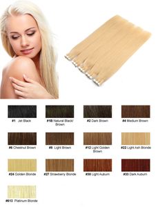 11 kleuren 16 18 20 22 24 braziliaanse haar huid inslag remy dubbelzijdige tape in op human hair extensions 2g pc40pcs lot