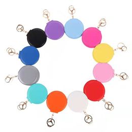 11 kleuren cosmetische spiegel sleutelhanger mini ronde spiegel sleutel ketting dubbele faced vouwbare draagbare auto sleutelring creatieve hangers cadeau