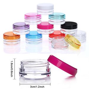 Contenedor de cera Caja de plástico 3g / 5g Crema de fondo redondo Cajas de embalaje de cosméticos Botellas de muestra pequeñas