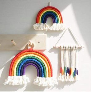 11 Kleuren ins Nordic Ornamenten Home Baby Nursery Room Rainbow Decoratie Hanger Hand Weven Regenboog Opknoping Wall Decor M2434