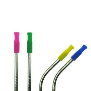 Pailles métalliques en Silicone, 11 couleurs, embouts adaptés à une paille en acier inoxydable de 6mm de large, Sep01